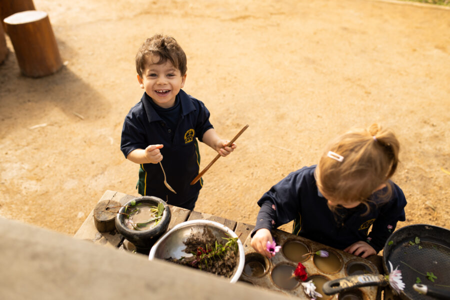 Students playing outdoors