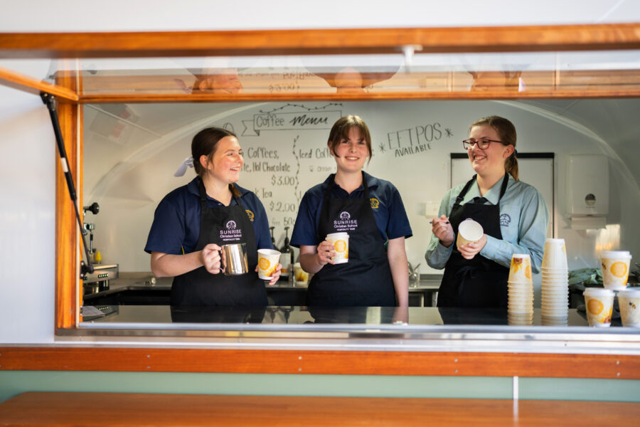 Students taking coffee orders