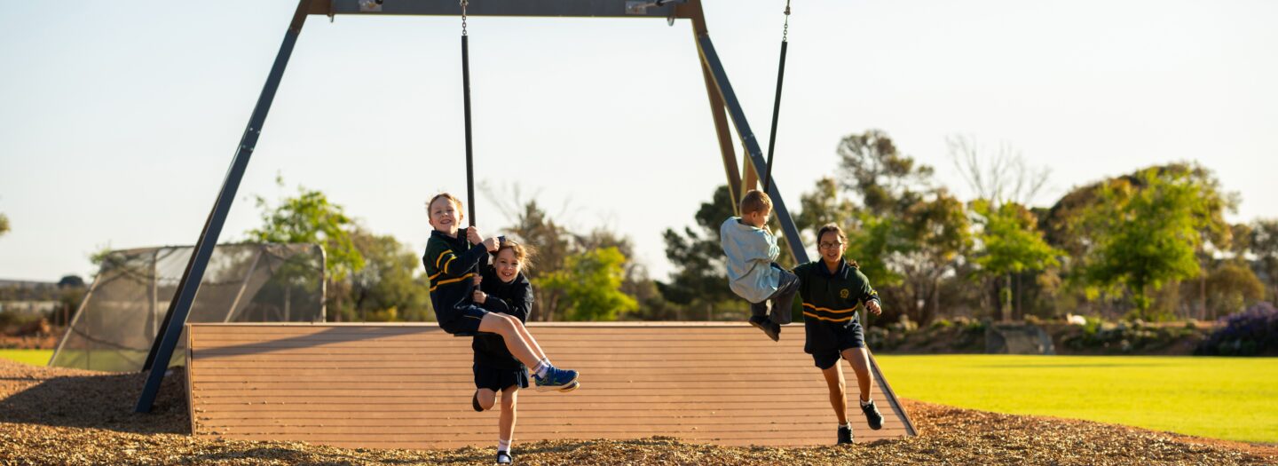 Students playing outdoors.